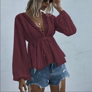 Boho lace peplum blouse